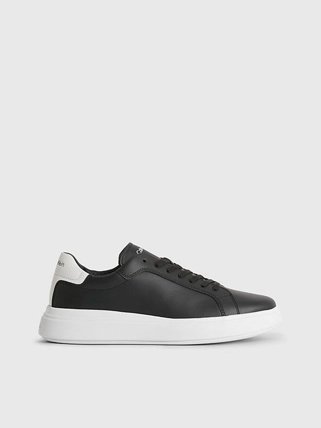 Calvin Klein USA Leather Mens Sneakers Black 0259461-IA